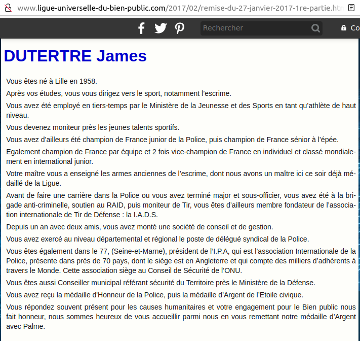 Casimir_Noir's tweet image. Le délégué Seine et Marne de l'#IPA n'était autre que le Major de Police #JamesDutertre, l'association était sise à la caserne de #CRS4 au château de pomponne.
+FM @MLNR1880
ladepeche.fr/2021/06/15/sei…