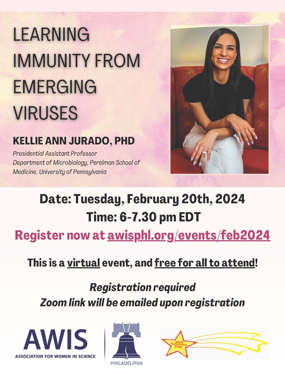 Kellie Ann Jurado, PhD, Presidential Assistant Professor, Department of Microbiology, Perelman School of Medicine, University of Pennsylvania, will discuss how we can learn how our immune system works by understanding how viruses cause pathogenesis.

Register today! Link in bio.