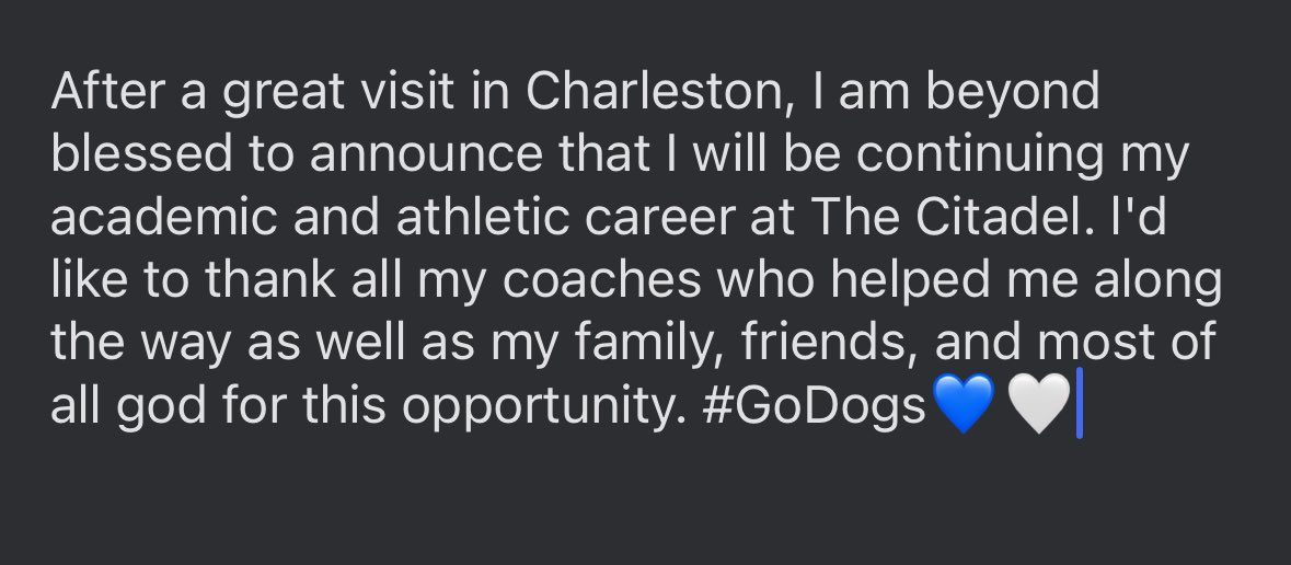 Austin Hadlock (@austinhadlockk) on Twitter photo I will be continuing my academic and athletic career at The Citadel!!
#GoDogs💙🤍
<a href="/CoachJoshJones1/">J. Jones</a> <a href="/BlazeBarista/">Coach Blaze Barista</a>
<a href="/eastlakefball/">East Lake Football</a> I will be continuing my academic and athletic career at The Citadel!!
#GoDogs💙🤍
<a href="/CoachJoshJones1/">J. Jones</a> <a href="/BlazeBarista/">Coach Blaze Barista</a>
<a href="/eastlakefball/">East Lake Football</a>