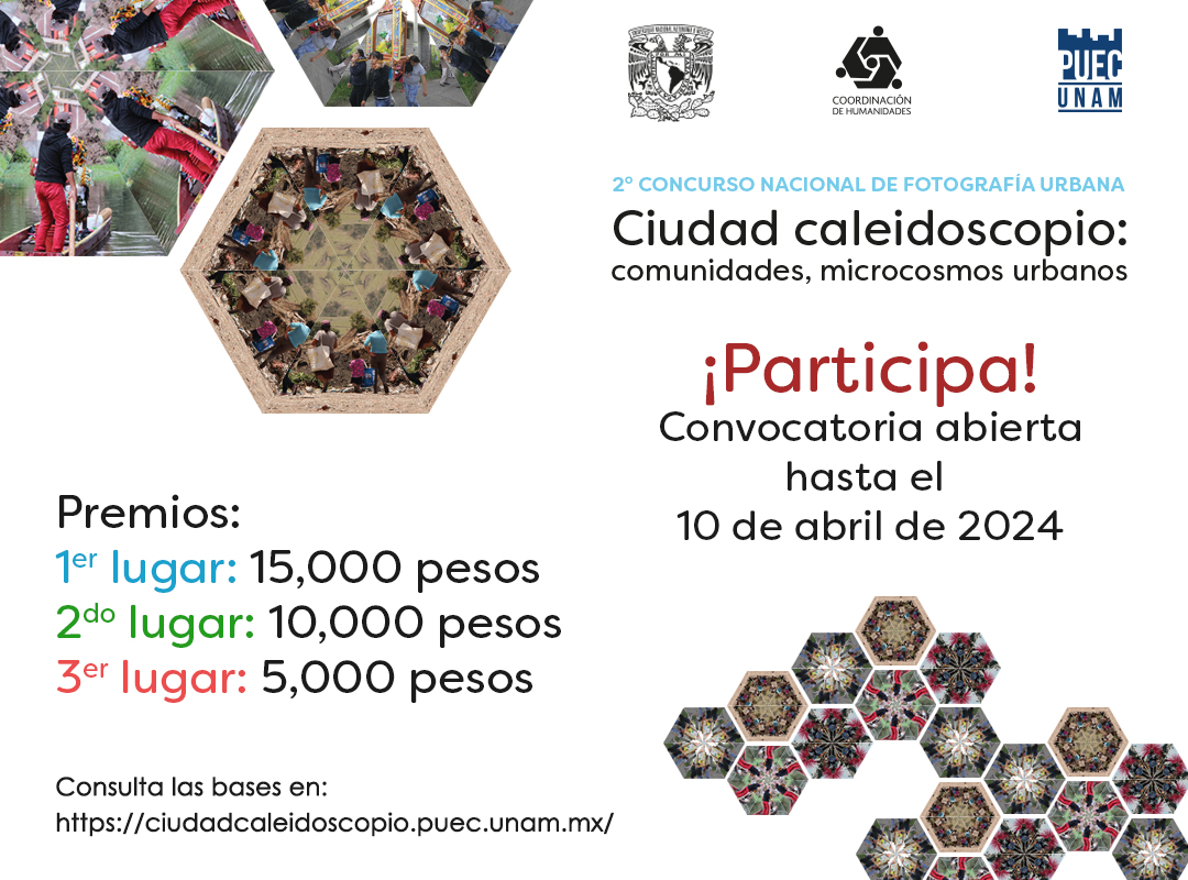 🤩El <a href="/PUEC_UNAM/">PUEC UNAM</a>, en el marco de su 30 aniversario, te invita a participar en el 2° Concurso Nacional de Fotografía Urbana 📸"Ciudad caleidoscopio: comunidades, microcosmos urbanos" 🌇🌆🏙🌃.  
📌Consulta las bases  
👉🏼ciudadcaleidoscopio.puec.unam.mx