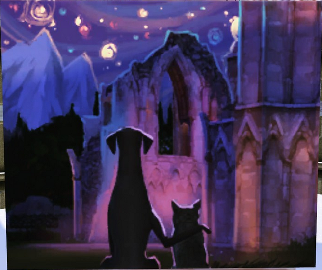 FreddyChance's tweet photo. Mon sim se balade à Windenburg et je tombe sur cette toile sur un chevalet urbain ! 😍
- D'où sort cette peinture ? 🖼️
#Sims4 #CatsAndDogs #TS4CatsAndDogs #sims4GetTogether https://t.co/zVjYoYTwHa
