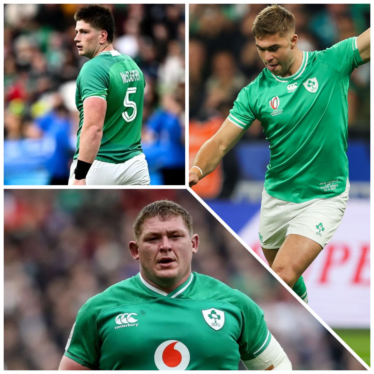The West Cork influence against France, eh.
Jack Crowley - Innishannon man who came through <a href="/bandonrfc/">Bandon Rugby</a> &amp; just crowned 2023 West Cork Sports Star of the Year.
Tadhg Furlong - his mother is from Whiddy Island.
Joe McCarthy - his father is from Castletownbere.