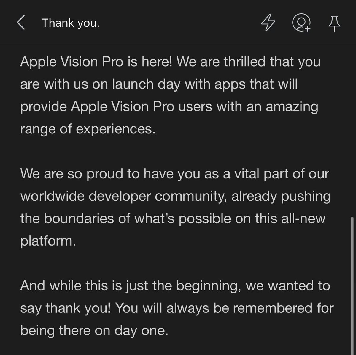 1998design's tweet image. #VisionPro 🥽 🚀 #AppleDeveloper
Got a Thank You Email from Apple 😍