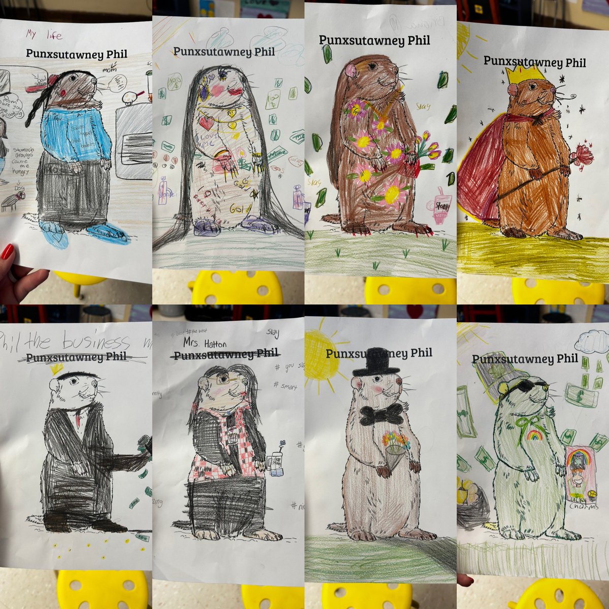 Today, students had 20 minutes to create the most unique representation of Punxsutawney Phil 🥰🎨 They shined!!!