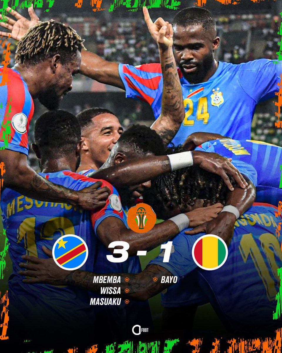 🚨 𝗟𝗔 𝗥𝗗 𝗖𝗢𝗡𝗚𝗢 𝗘𝗦𝗧 𝗘𝗡 𝗗𝗘𝗠𝗜-𝗙𝗜𝗡𝗔𝗟𝗘𝗦 𝗗𝗘 𝗟𝗔 #CAN2023 ! 🇨🇩 Victoire 3-1 face à la Guinée.