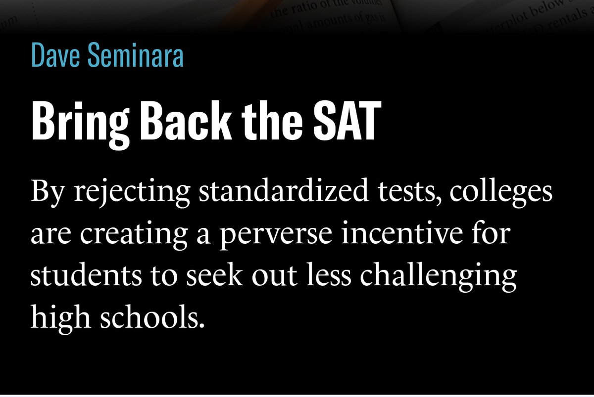 JonBoeckenstedt's tweet photo. Me: This "bring back the SAT conversation can't get any dumber."

Narrator: The conversation can, in fact, get dumber.

To wit: https://t.co/gTSFfd4Laa