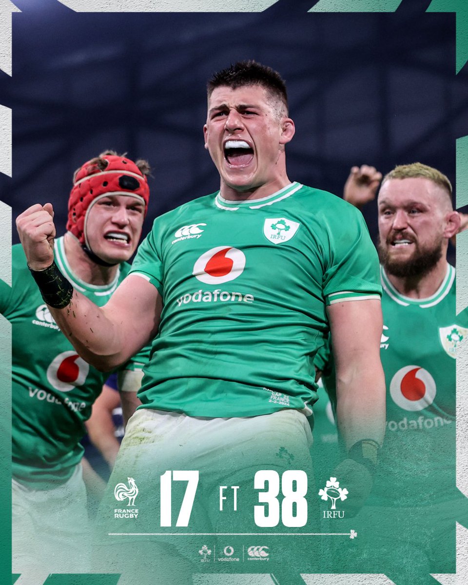 ThomasByrneTD's tweet image. What a magnificent win against France!   MAGNIFIQUE! ☘️  #FRAvIRE #SixNations #SixNations2024