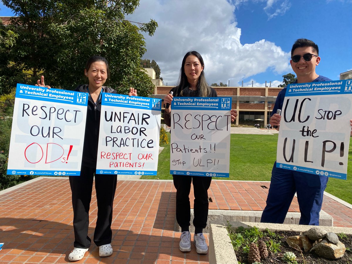 Optometrists across the <a href="/UofCalifornia/">University of California</a> spent their lunch break preparing picket signs for our ULP strike next week. 

UC’s bad-faith bargaining harms not only optometrists but patients, too. Enough is enough ✊

Learn how to join us at upte.org/optometrists 

#strike #union #1u