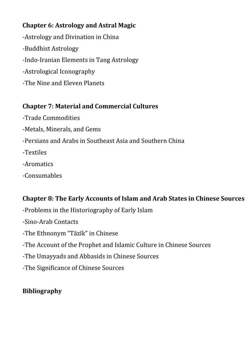 The table of contents for my forthcoming book, Sino-Iranian and Sino-Arabian Relations in Late Antiquity: China and the Parthians, Sasanians, and Arabs in the First Millennium. It will be open access (free to download from the publisher).