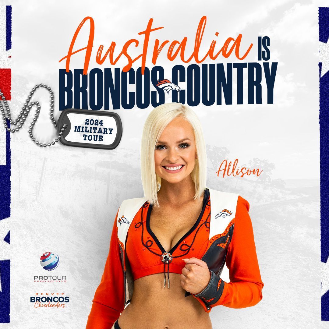 BroncosCheer's tweet photo. Australia, here we come! @dbc_allison can't wait to bring a little bit of #BroncosCountry to our troops 💙
#ProTourProductions #ProBlitzTour #ProTourAustralia
@armedforcesent @protoursandy https://t.co/0CgsElTGHf