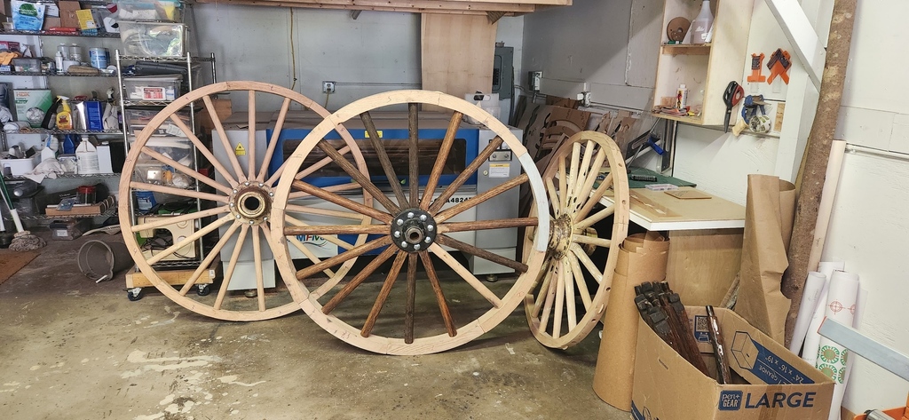Our talented carpenter showcases his expertise in refurbishing these wheels for Fort Larned National Site. Witness the transformation as old parts are replaced, ensuring the wheels can continue their journey through time. #HistoricalRenovation #RestoredForFutureGenerations