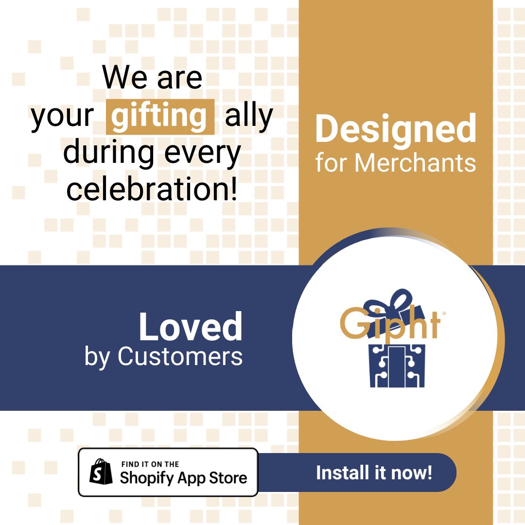 🎉 Attention Shopify Merchants! Meet Gipht, your ultimate ally in the world of digital gifting.  Designed for Merchants and Loved by Customers! Elevate your Shopify store today at apps.shopify.com/gipht 

#ShopifySuccess #DigitalGifting #EcommerceInnovation #ShopifyApp