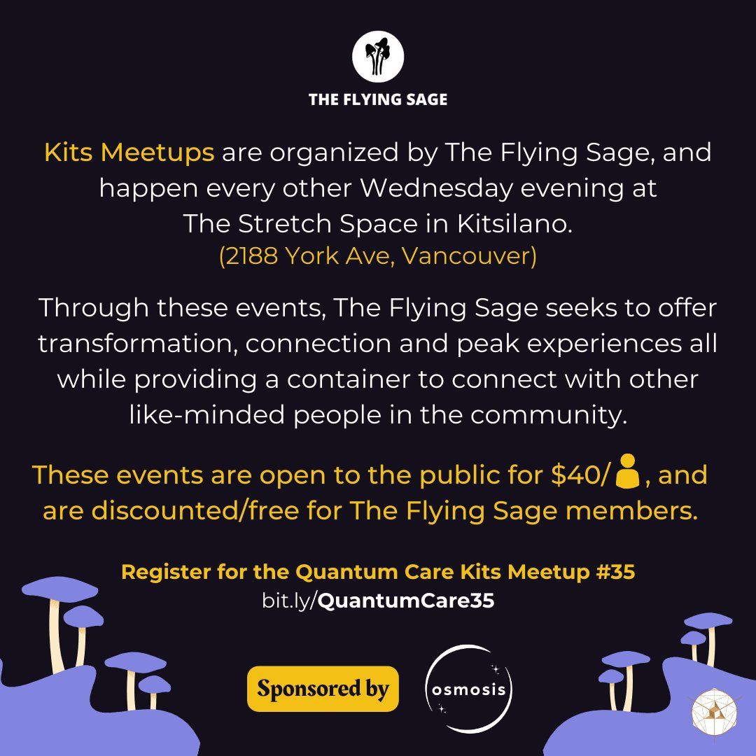 QuantumCareCa's tweet photo. Experience Quantum Care at The Flying Sage Kits Meetup!
A blend of ancient &amp; modern sciences for holistic healing 💫

🗓️ Feb 7, 6:30-9:30 PM
📍 The Stretch Space, Kitsilano
💸 $40, free for public. Discounted/free for members

Limited spaces!
🎟️ https://t.co/u4jhOMPpvW

#YVR #TCM https://t.co/OI2FPlCr1J