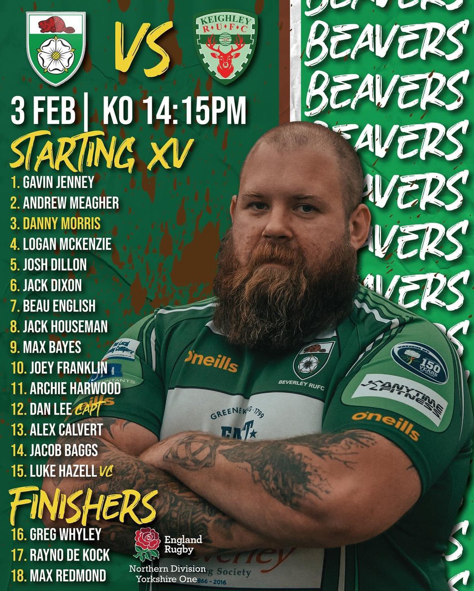 Our 1st team are back at Beaver Park tomorrow against top of the table @KeighleyRUFC. 2:15 kick off. 

Our 2nds are also at home versus <a href="/BartonRugby/">Barton&District RUFC</a>. Kick off at 1:45.