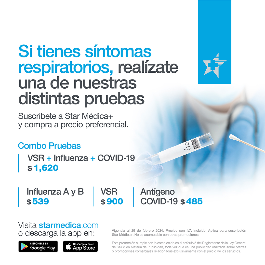 Conoce nuestros precios especiales para esta temporada de frío y cuida tu salud con nosotros.
Regístrate, compra, agenda y consulta en Star Médica+: bit.ly/3TkS92q

#EnfermedadesRespiratorias
#TemporadaDeFrío
#Tratamientos