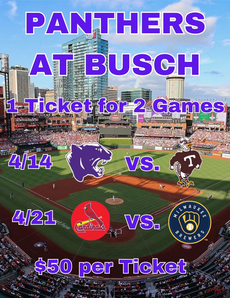 Delavan HS vs Tremont HS at Busch Stadium 4/14/24. 

Tickets are $50 each. 

Tickets are good for our game and the Cardinals vs. Brewers game on 4/21/24. 

🐾⚾️