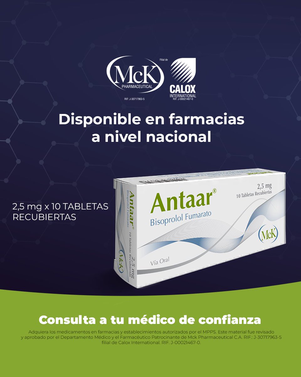 CaloxVenezuela's tweet photo. Antaar disponible en farmacias a nivel nacional.
McK filial de Calox cuenta con un portafolio variado para el cuidado de tu salud cardiovascular.
Recuerda siempre consultar a tu médico de confianza.
#Antaar #CaloxVenezuela #McK #Salud https://t.co/E8vxnNLjFG
