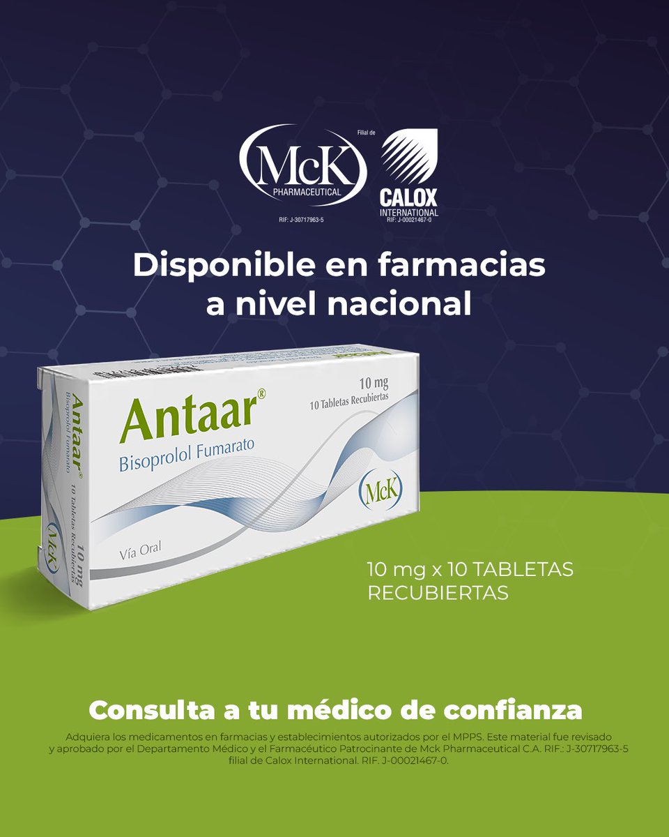 CaloxVenezuela's tweet photo. Antaar disponible en farmacias a nivel nacional.
McK filial de Calox cuenta con un portafolio variado para el cuidado de tu salud cardiovascular.
Recuerda siempre consultar a tu médico de confianza.
#Antaar #CaloxVenezuela #McK #Salud https://t.co/E8vxnNLjFG