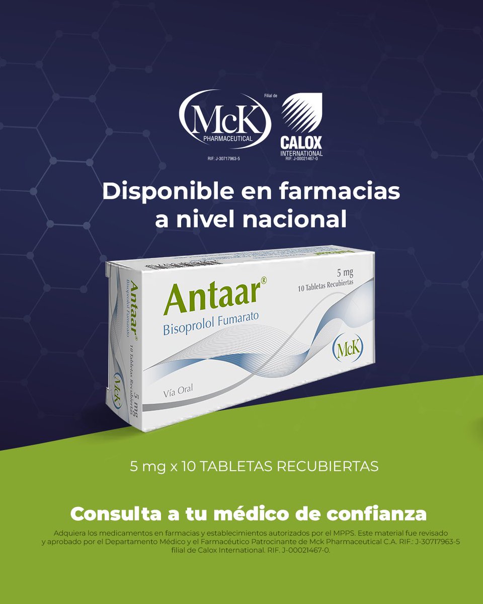 CaloxVenezuela's tweet photo. Antaar disponible en farmacias a nivel nacional.
McK filial de Calox cuenta con un portafolio variado para el cuidado de tu salud cardiovascular.
Recuerda siempre consultar a tu médico de confianza.
#Antaar #CaloxVenezuela #McK #Salud https://t.co/E8vxnNLjFG