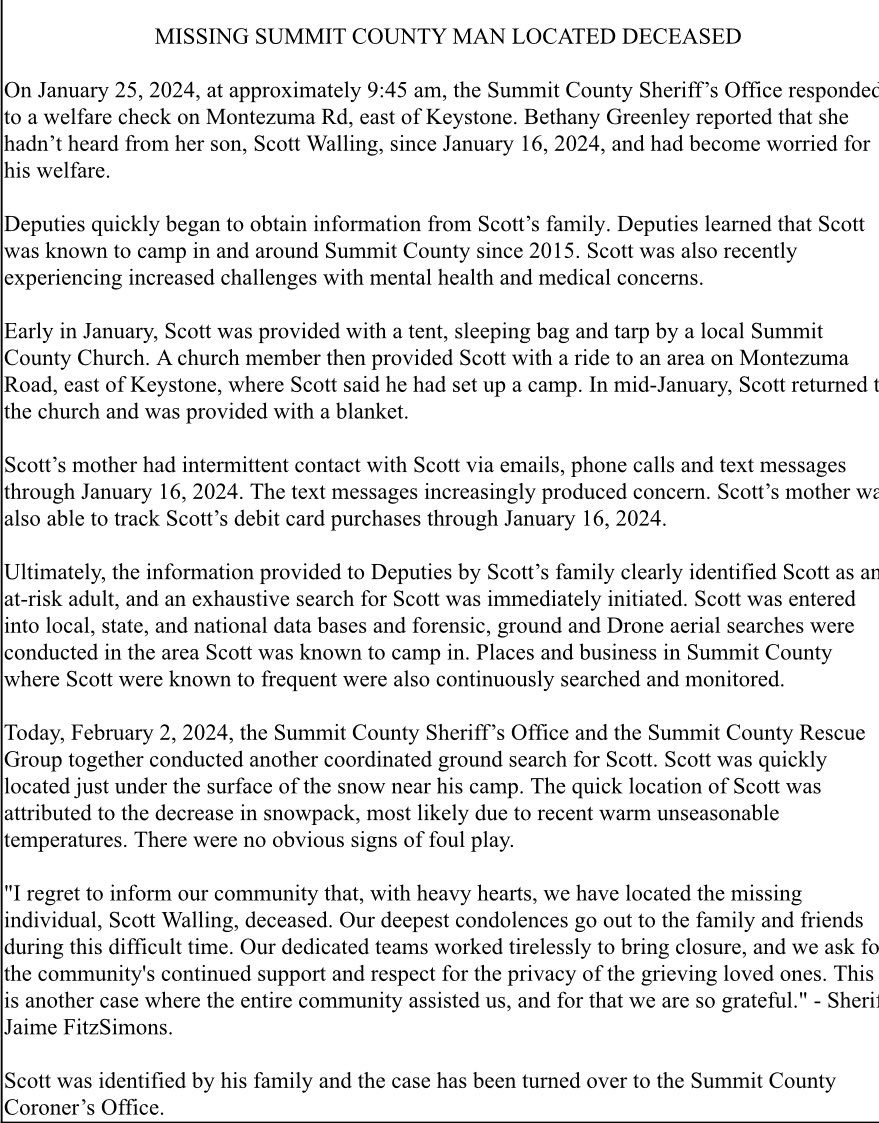 Summit County Sheriff's Office (Colorado) tweet media