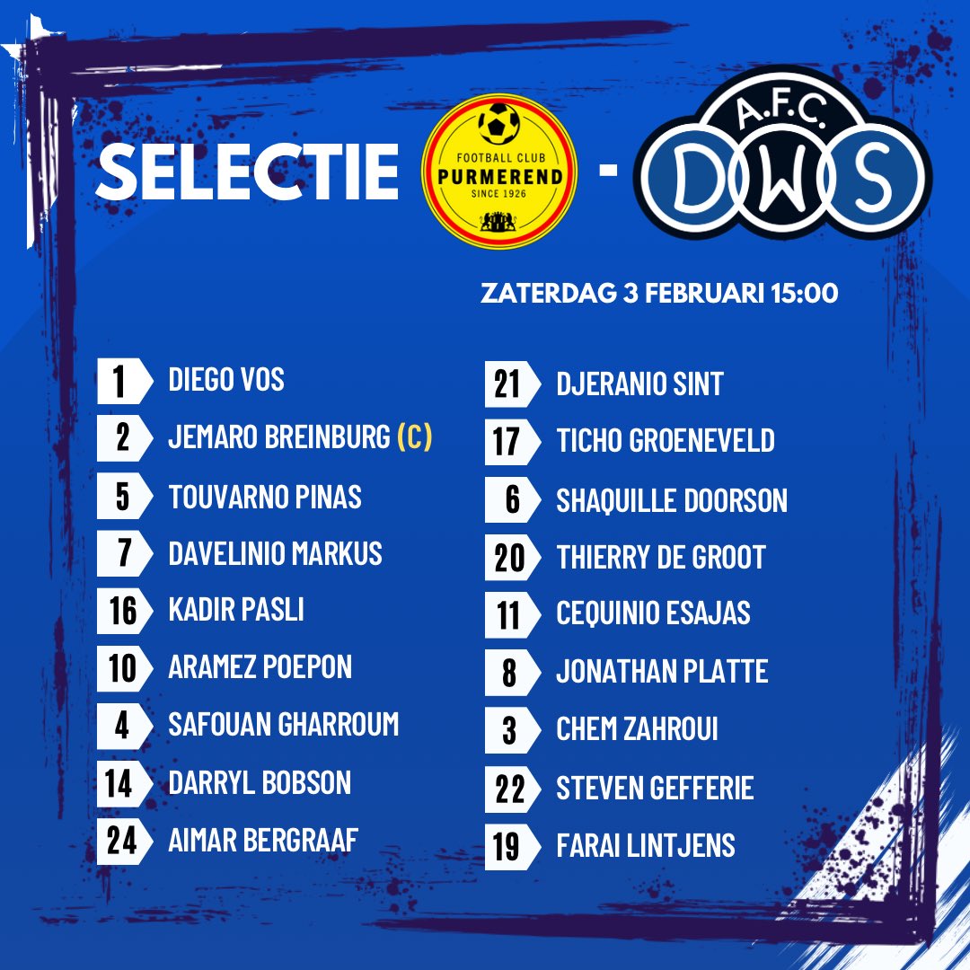Deze achttien gaan er morgen tegenaan tegen <a href="/FcPurmerend/">FcPurmerend</a> !        💙🖤🤍💪🏾