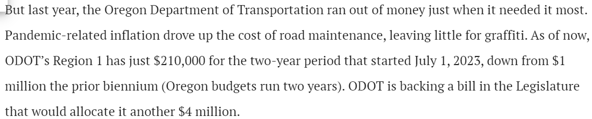 ODOT pleading poverty for graffiti cleanup. At the same time plans to spend *multiple billions* on I-5 widening. @nomorefreeways