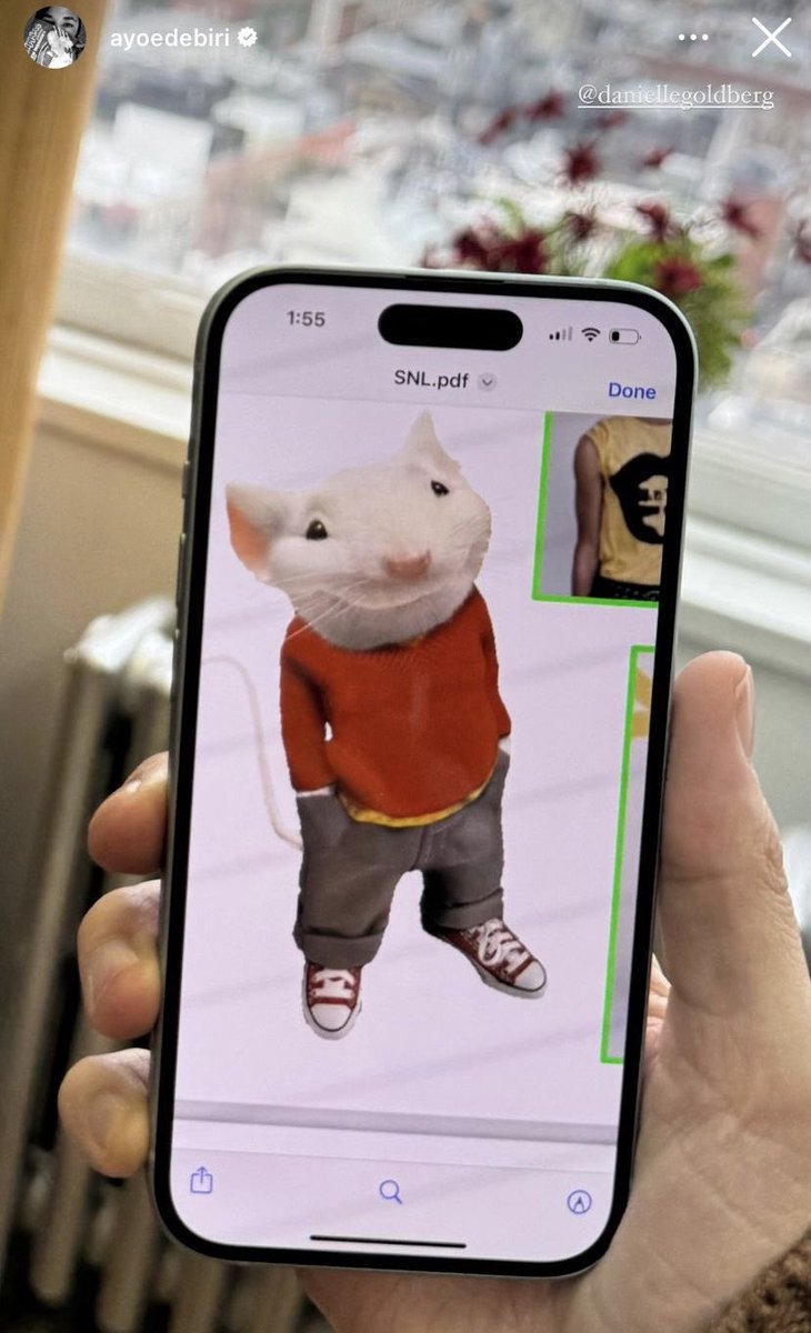 DiscussingFilm's tweet photo. Ayo Edebiri and her stylist Danielle Goldberg used Stuart Little as inspiration for her SNL look. https://t.co/mVamkzZJvE