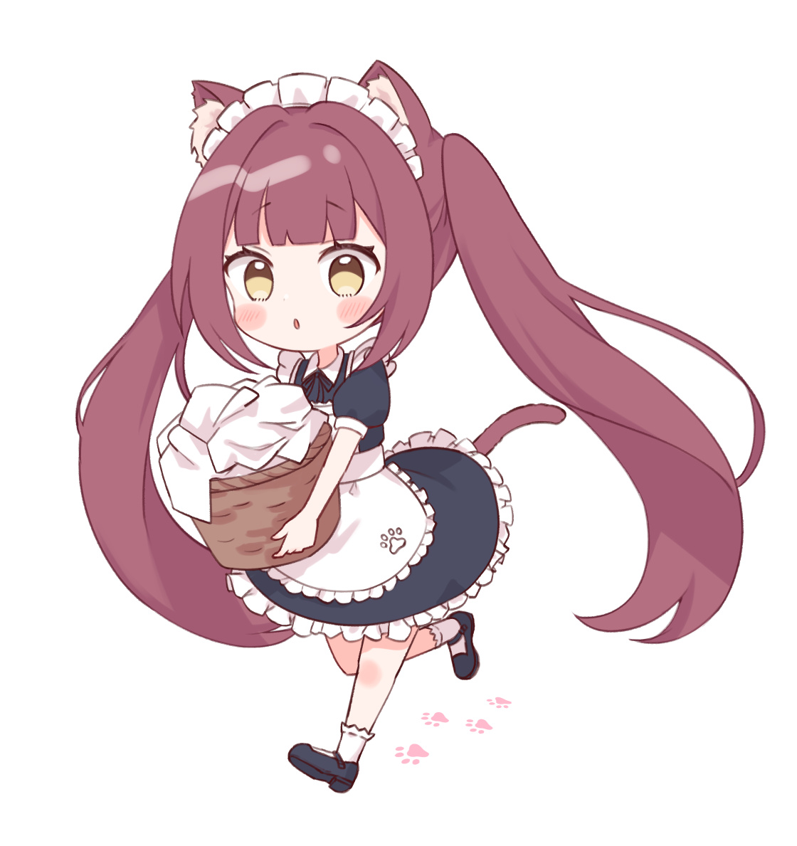 1girl animal ears solo tail cat ears cat tail maid headdress  illustration images