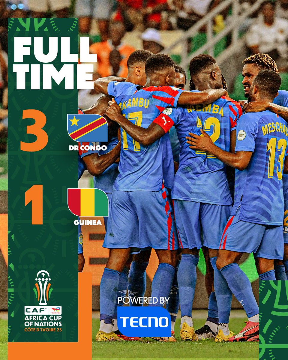 L'AFC tient à adresser ses chaleureuses félicitations à Nos #Léopards. Malgré ces temps difficiles que traverse actuellement notre pays, nos léopards ont fait le spectacle ce soir. 🇨🇩3-1🇬🇳