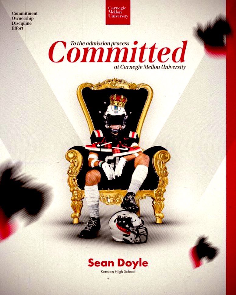 Sean Doyle (@seandoyle70) on Twitter photo Excited to announce my commitment to Carnegie Mellon University!!! 🏈💪🏼
<a href="/TartanFB/">Carnegie Mellon Football</a> <a href="/tartanathletics/">Carnegie Mellon Athletics</a> <a href="/CoachRyanLarsen/">Ryan Larsen</a> <a href="/CoachAndyHelms/">Andy Helms</a> <a href="/KHSBomberSports/">Kenston Athletics</a> Excited to announce my commitment to Carnegie Mellon University!!! 🏈💪🏼
<a href="/TartanFB/">Carnegie Mellon Football</a> <a href="/tartanathletics/">Carnegie Mellon Athletics</a> <a href="/CoachRyanLarsen/">Ryan Larsen</a> <a href="/CoachAndyHelms/">Andy Helms</a> <a href="/KHSBomberSports/">Kenston Athletics</a>