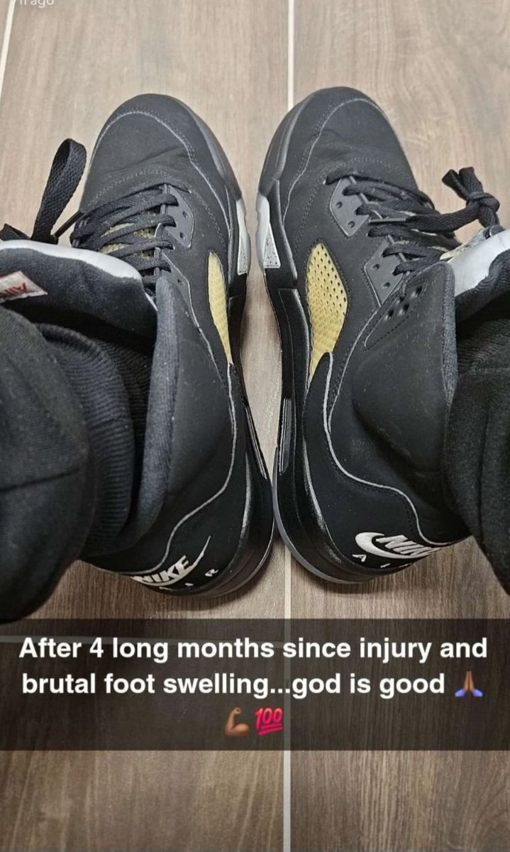 Brandon25310904's tweet image. It has been one hell of a long journey and to finally be able to fit sneakers again was a huge sigh of relief and almost got emotional from it lol still got a long hill to climb and damn it I will do so! 🙏🏾💪🏾💯 #brutalinjury #setback #majorcomeback #wearyoursneakers #nike #jordan