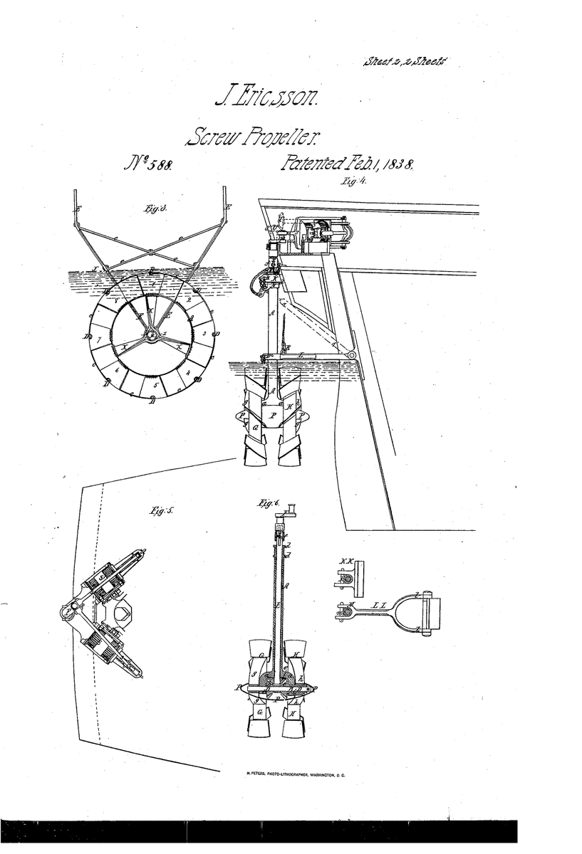 AdamMossoff's tweet photo. On this date in #innovation history: John Ericsson receives a #patent in 1838 for his #invention of the ship propeller. It was used on the Monitor, 1st metal naval ship used in battle in Civil War (and which Ericsson designed as well). #PatentsMatter @uspto @USNavy @InventorsHOF https://t.co/4Ym0cGEZWP