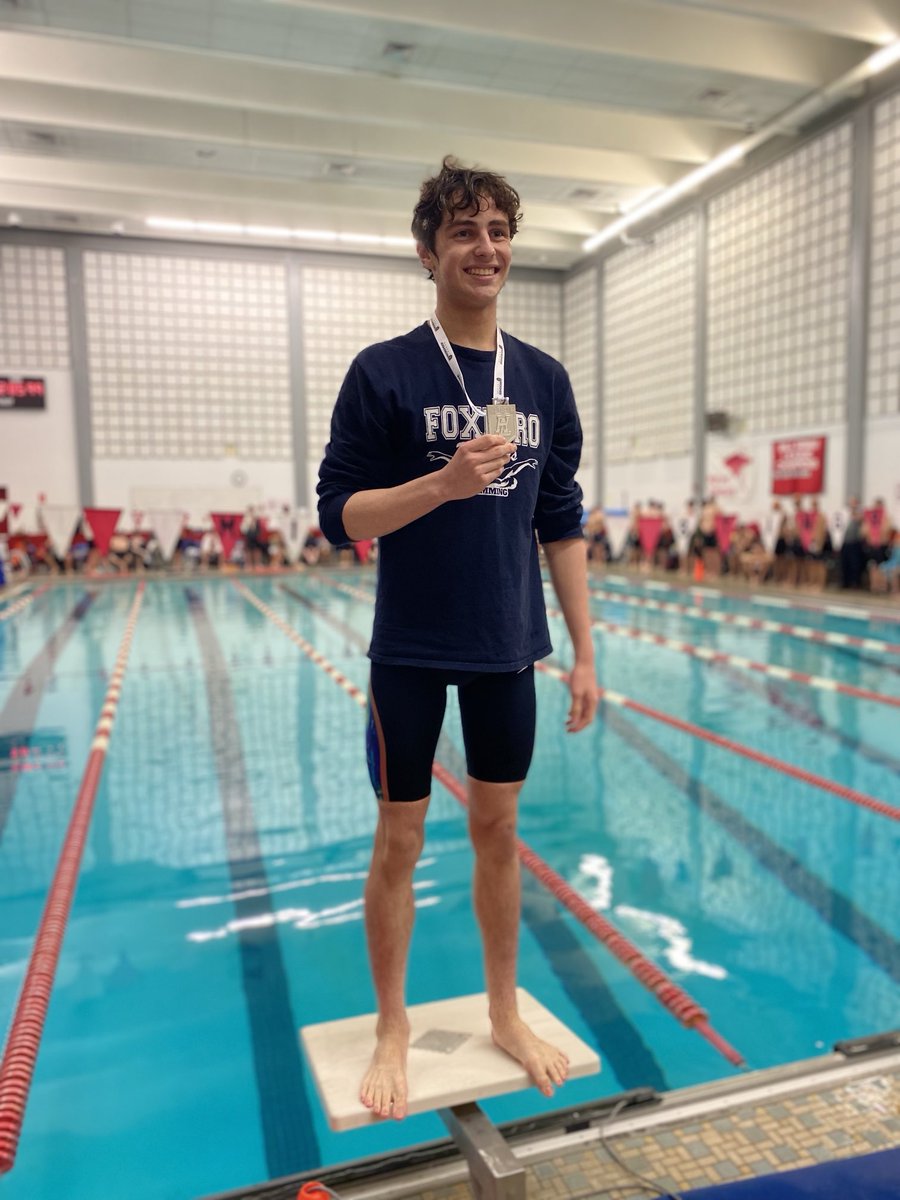 FoxboroSwim's tweet photo. Evan Stein is your runner-up in the 200 freestyle with a school record breaking time of 1:50.81 #hocks @FoxboroWarrior https://t.co/IDkwWMwgrZ