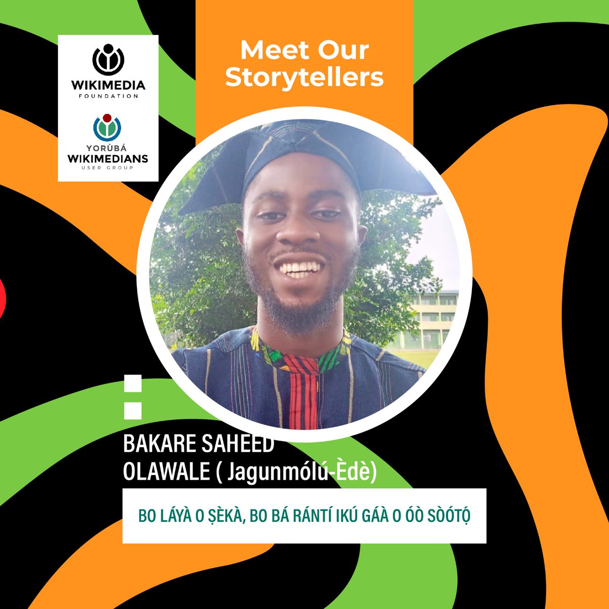 Wikimediayo's tweet photo. Tomorrow, February 3, 2024, is our storytelling event. The event would be held at Tunde Odunlade Art Gallery, Bodija, Ibadan. Please meet our storytellers.

You are invited to this gathering. https://t.co/iCZW7xqsZ9