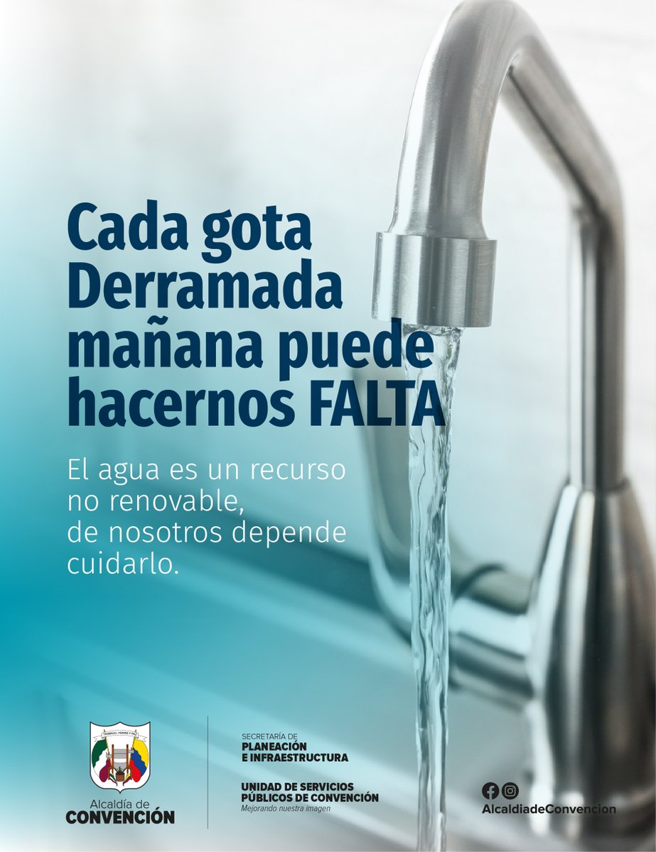 AlcdeConvencion's tweet photo. 📷El agua es un recurso no renovable, de nosotros depende cuidarlo.📷
#CuidemosElAgua #ElNiñoNoEsUnJuego #Convención #cuidemoselplaneta https://t.co/xHzUtMPhYp