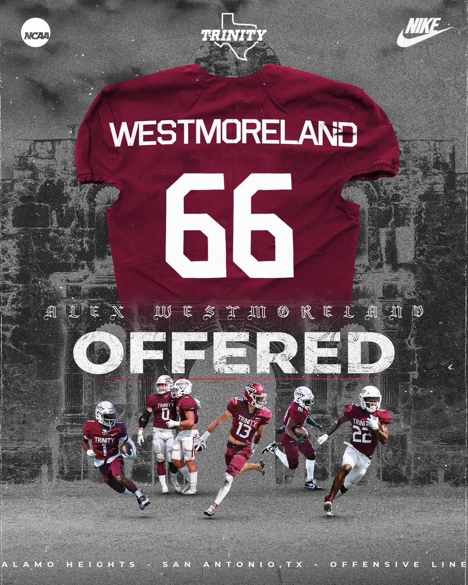After a great visit with <a href="/CoachLytal/">TUFB Coach_Lytal</a> and conversation with <a href="/JerhemeUrban83/">Jerheme Urban</a> . I am blessed to receive an offer to play at <a href="/TUFootballTX/">Trinity University Football</a> ! <a href="/ahmulesfootball/">AH Mules Football</a> <a href="/coachrittimann/">Coach Rittimann</a> <a href="/Coach_Nerio/">Coach Nerio</a>