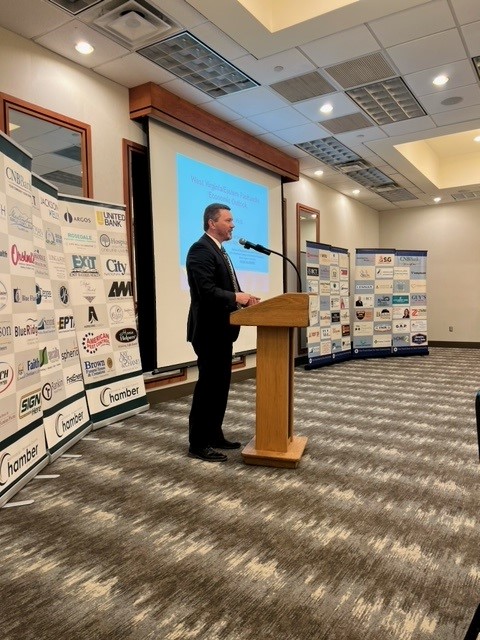 Potomac_Bank's tweet image. It was a pleasure attending Martinsburg-Berkeley County Chamber of Commerce Economic Summit 🌟, where we gained insights from John Deskins, PhD, on the economic outlook for the Eastern Panhandle and West Virginia 📈. 
#myBCT #BCTCommunity #BankLocal