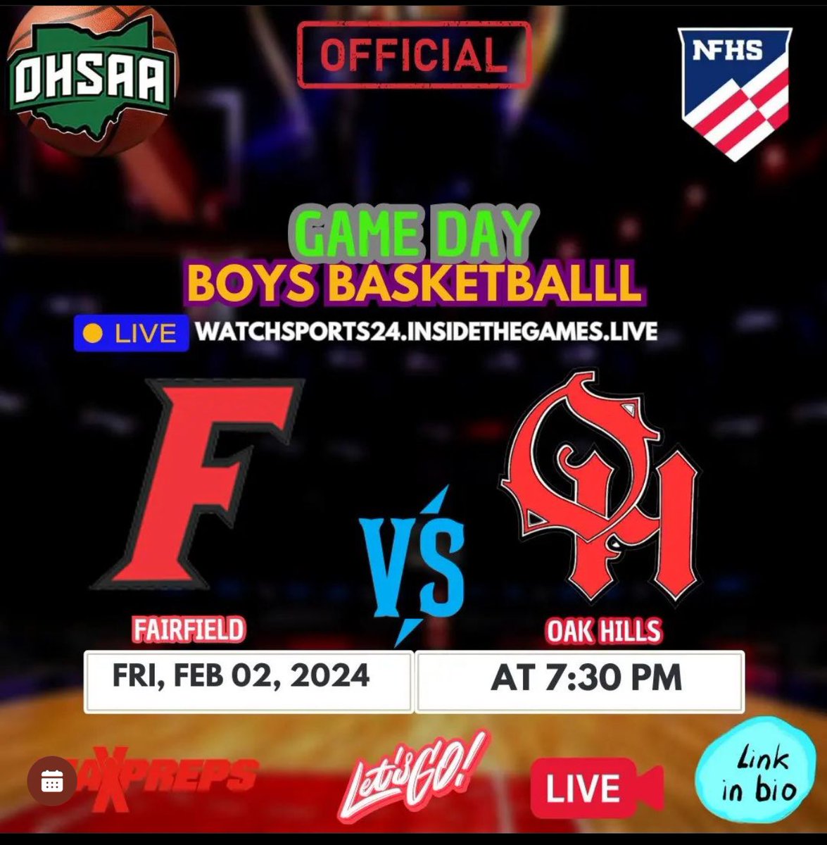 It’s almost GAMETIME!!! 7:30pm at Oak Hills! Meet us there TRIBE! #ALLIN @fcsdathletics @TheTribeFHS