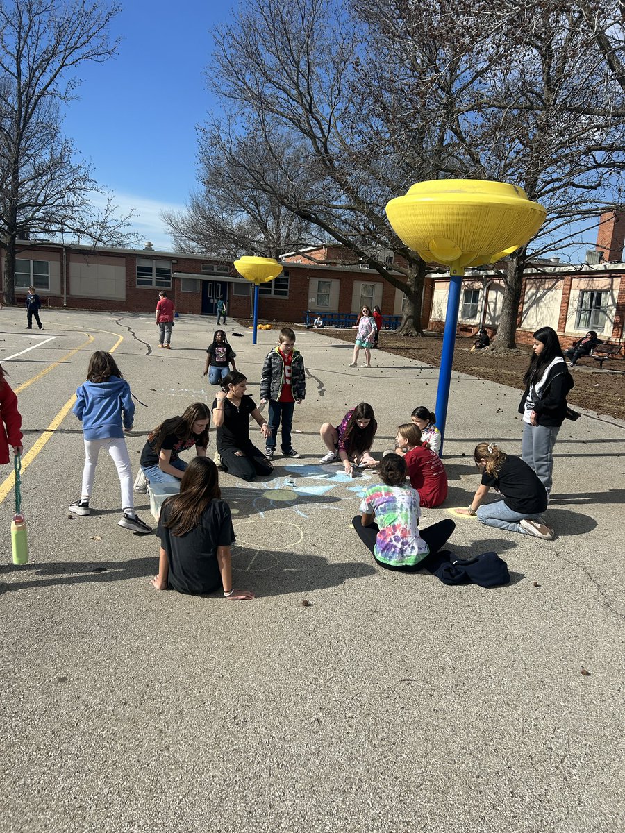 Sunshine &amp; sidewalk chalk!!! We sure are enjoying the sun here in 5th grade ☀️