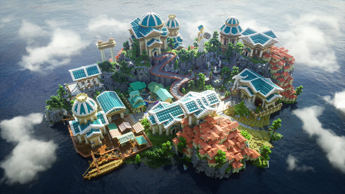 Adsson9's tweet image. Greek spawn, built with @bulbwaves 

#MinecraftServer #minecraft #render #Greek #MinecraftNSFW 
#Minecraft #structures #architecture #Ancient #old #dock #city