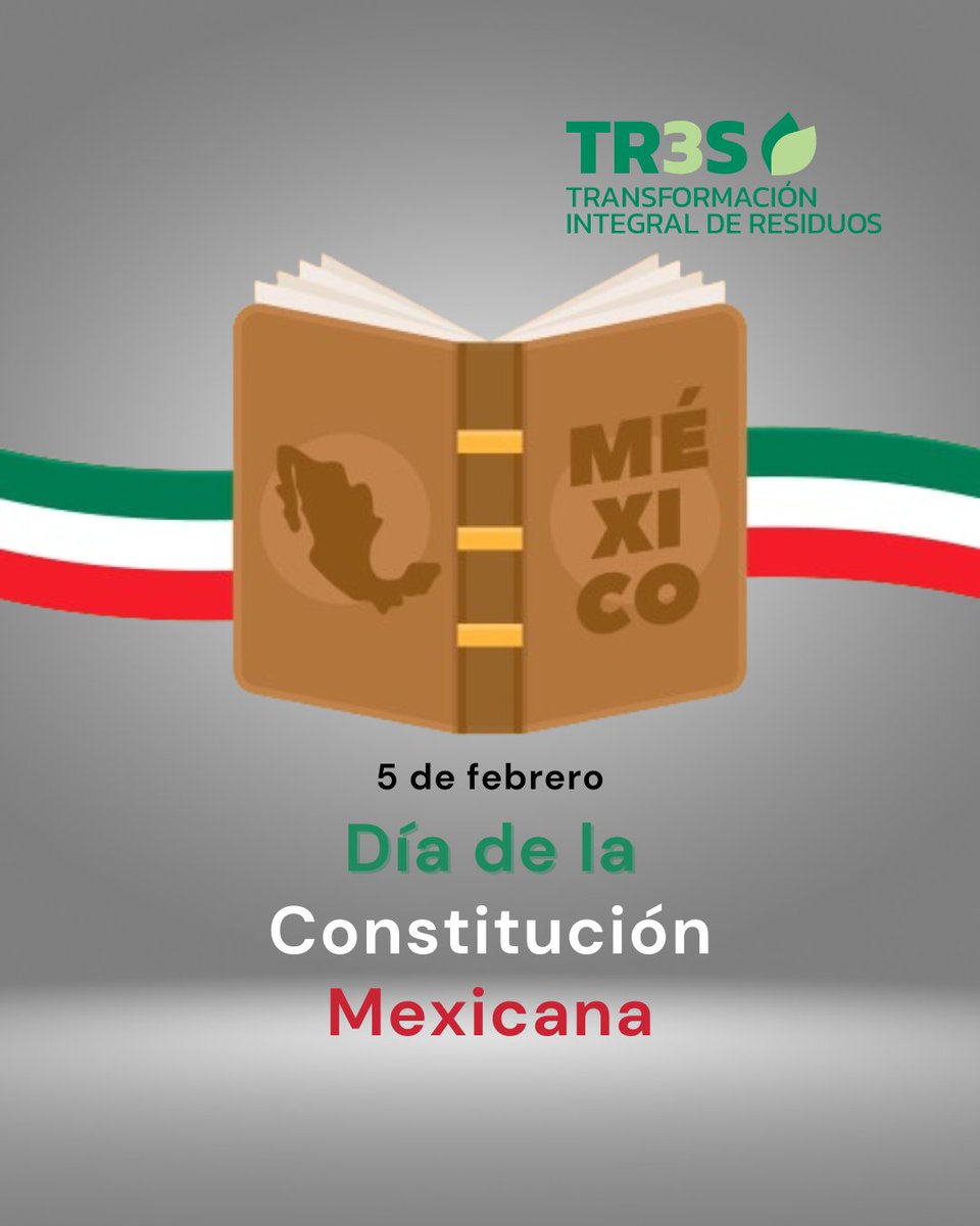 En el #DíadelaConstitucion, reafirmamos nuestro compromiso con la excelencia en la gestión de residuos.
¡En #TR3S, cada día trabajamos para cumplir y superar los estándares establecidos! 🏛️🌱
 
#ContituciónMexicana #Constitución1917 #5deFebrero