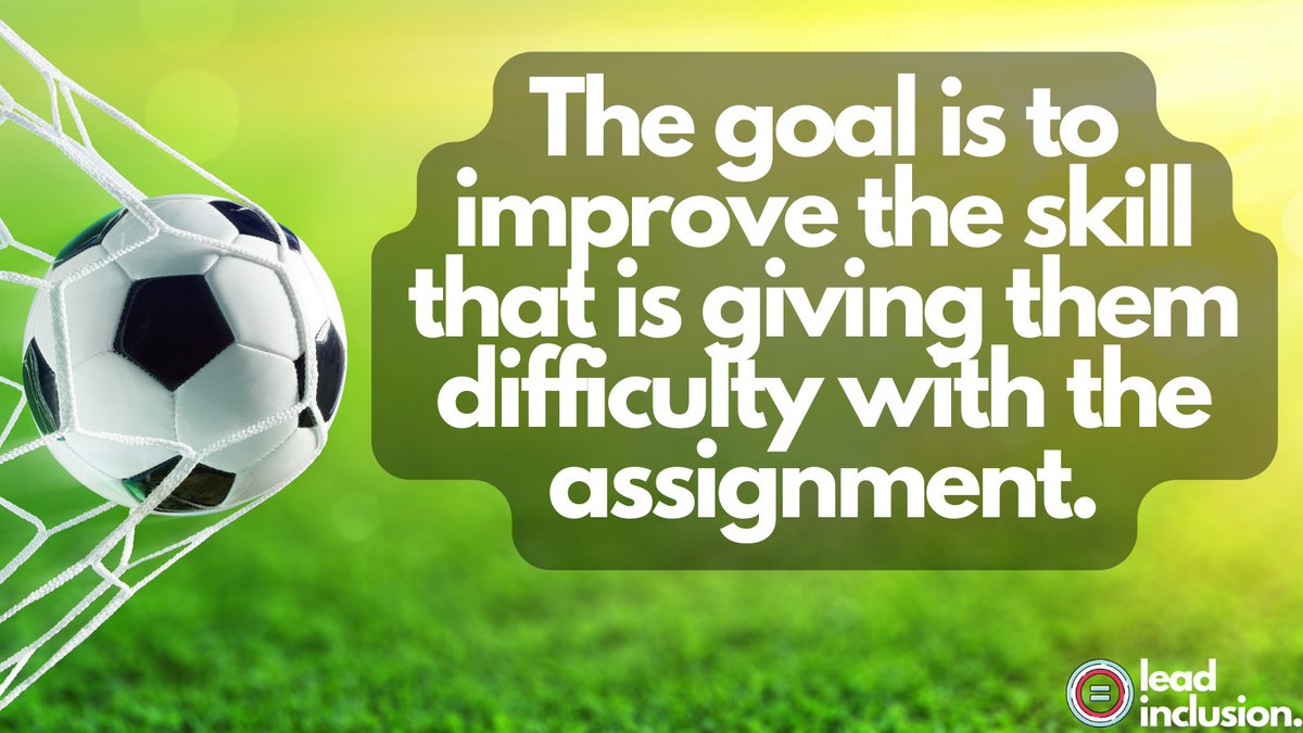 🎯 If a #student is having trouble with an assignment, the goal isn't to get through the assignment. The goal is to improve the skill that is giving them difficulty with the assignment. #LeadInclusion #EdLeaders #Teachers #UDL #TeacherTwitter