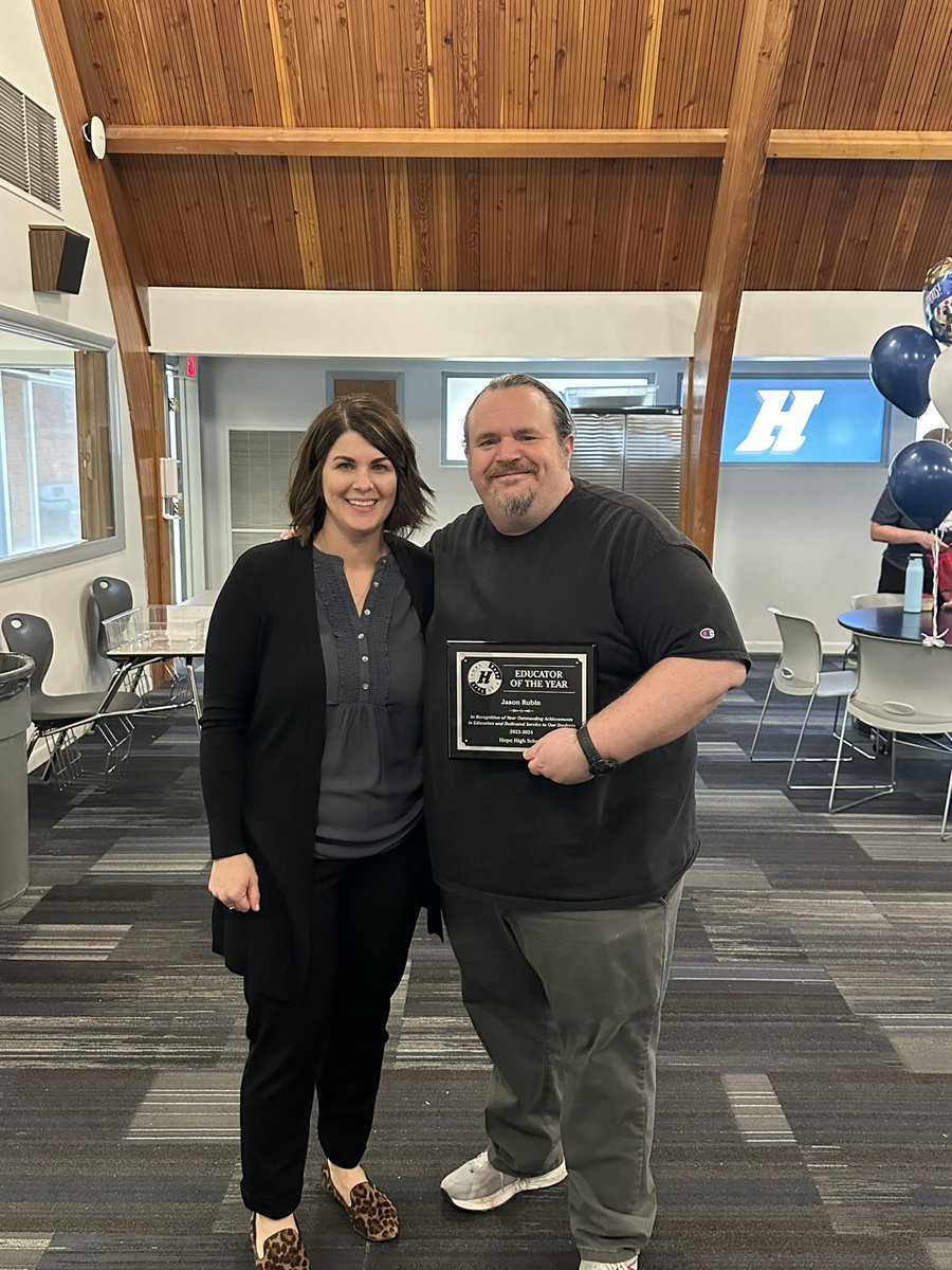 ZumHopeHigh's tweet photo. Today FZ Hope High recognized our Educator of the Year Jason Rubin.  Mr. Rubin opened the doors at Hope as its first ever ELA teacher.  He is truly a legendary teacher that has touched the life of thousands of students.  He is truly one of a kind and a champion for all students https://t.co/OcxoFlRD9P