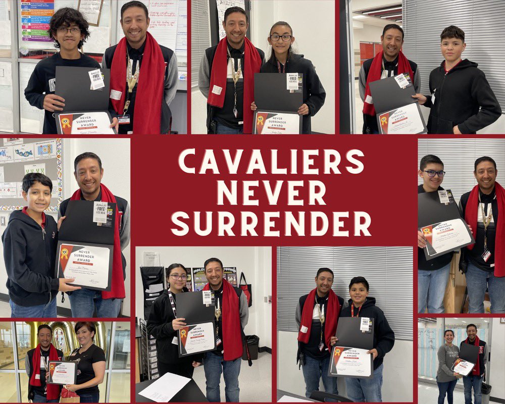 Congratulations to our January ‘Never Surrender’ Award recipients. I love when I get to honor the many people in our building that represent our CAVS Core Values! #CAVSNeverSurrender @HANKSMSYISD