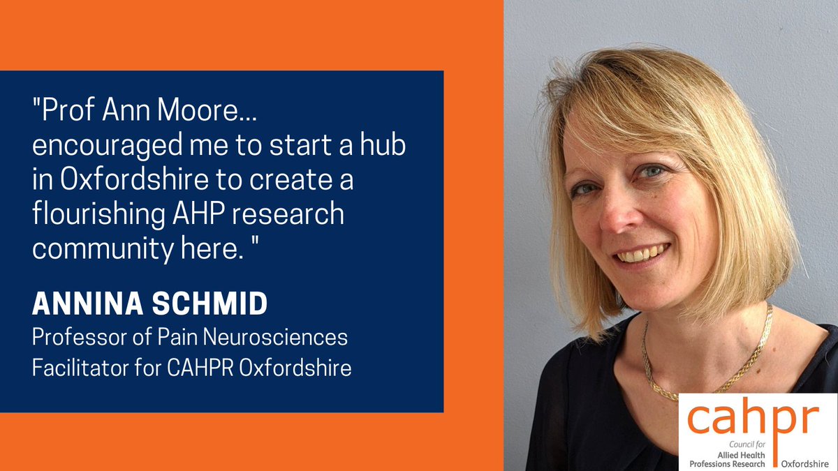 👋Meet @anninabschmid, an amazing facilitator! Annina, an MSK Physiotherapist and Professor of Pain Neurosciences, founded our CAHPR Oxfordshire hub in 2014. 🥳 Her dedication to creating an AHP research community is truly commendable! #CAHPROxfordshire #MeetTheCommittee