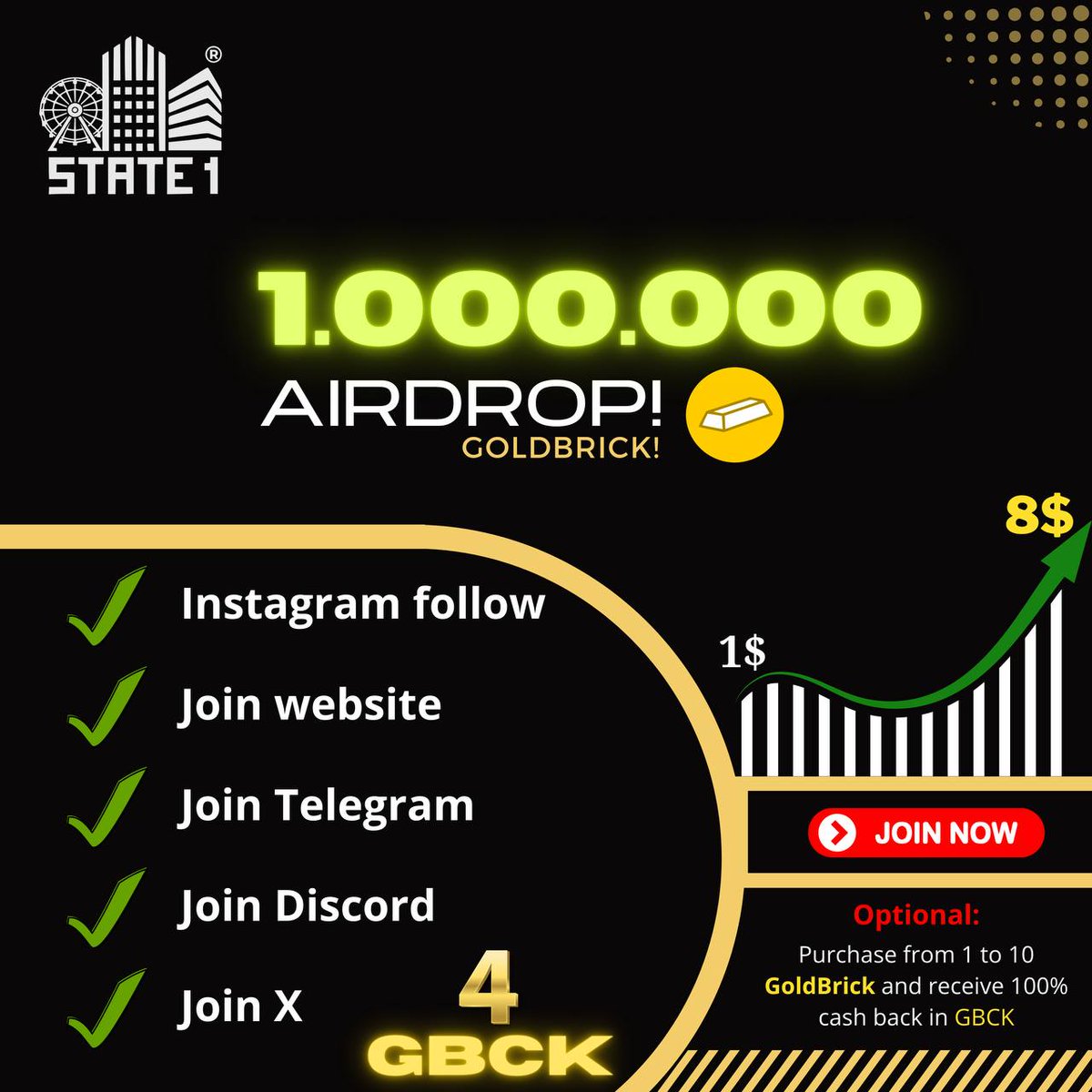 AirdropStario's tweet photo. 💧 State1 Airdrop 💧
🏆 Task: ➕ 4 GoldBrick
🔛 Airdrop Link & Information: https://t.co/H0G1Kn6yMC
#cryptocurrency #Airdrop #Bitcoin #State1 #GoldBrick #Airdropstario https://t.co/DQ77rbpt3X