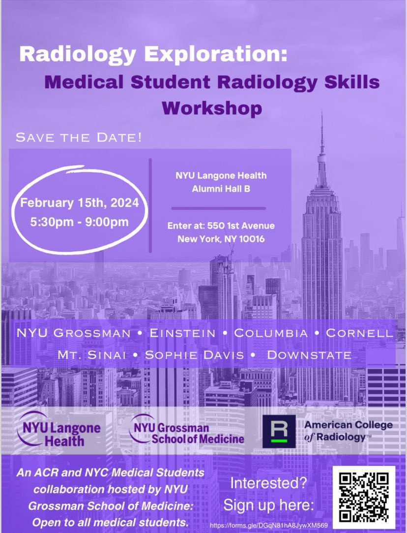 Check out this Feb 15 med student event in NYC!

Register here:

forms.gle/y2qhovGaGHYLdw…

@RadiologyACR, @futureradres, #MedStudents, #FutureRadRes