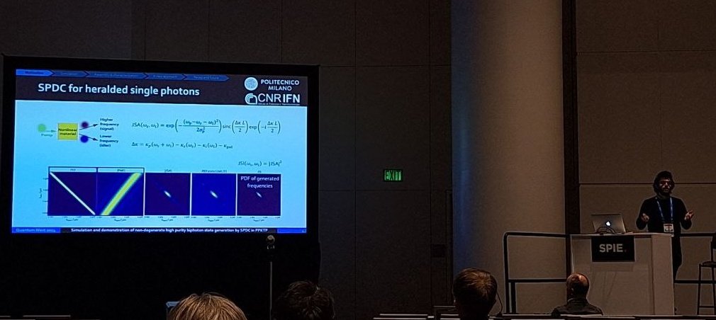 Happy to disseminate our results on on-chip generation of #GHZ states and high purity single photons at <a href="/PhotonicsWest/">SPIE Photonics West</a>!
<a href="/phoqusing/">Phoqusing EU project</a> <a href="/fet_eu/">FET_EU</a>. Thanks <a href="/GCorrielli/">Giacomo Corrielli</a> and Hugo for the great talks.