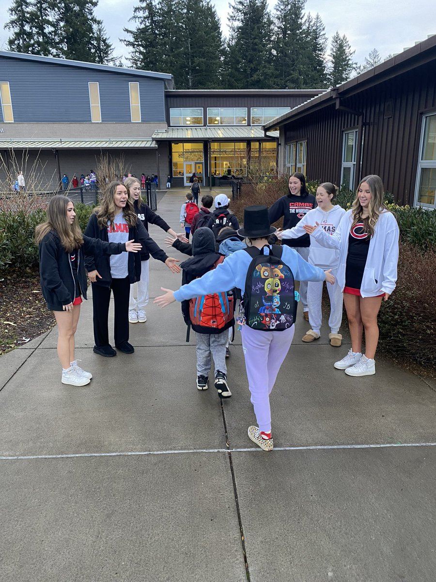 This morning our cheer and hoops teams were out at our six middle schools welcoming students!  Love seeing our kids build connections with future Papermakers! #RollMakers