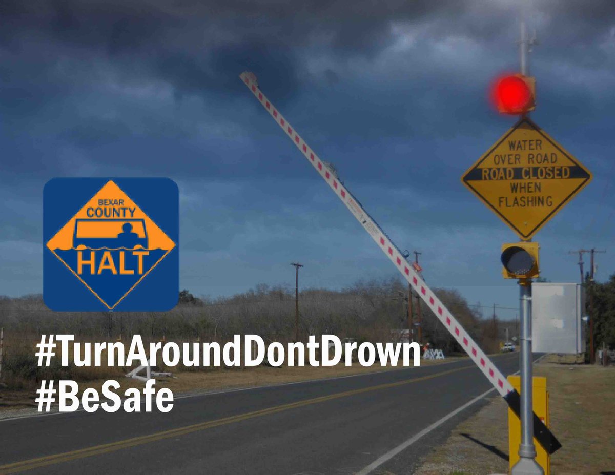 We’re anticipating some bad weather overnight. Be sure to check our HALT locations for flooded roadways. Always choose an alternate route if you can--don’t risk it if there’s water on the roadways! bexarflood.org/#!/main/map #WeatherAlert #HALT